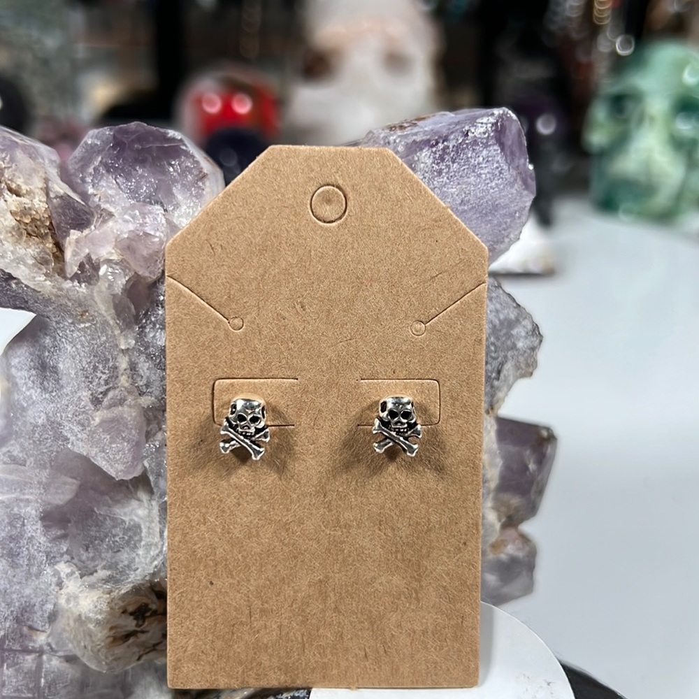 Solid Sterling Silver Skull Studs - image 1